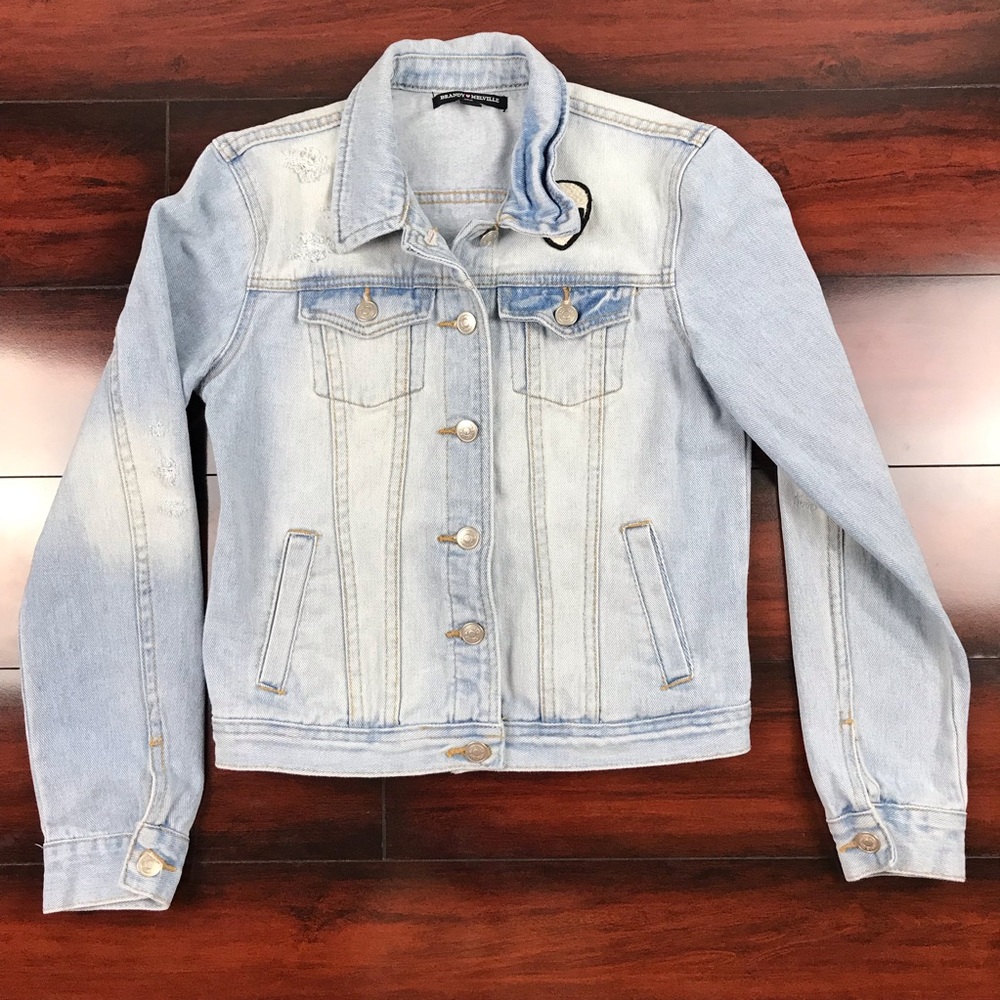 Brandy Melville Jean Denim Distressed Alien Jacket - Picture 2 of 8